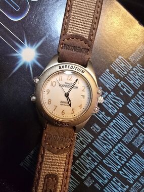 Timex Expedition Brown Canvas Strap Ladies Watch - Indiglo